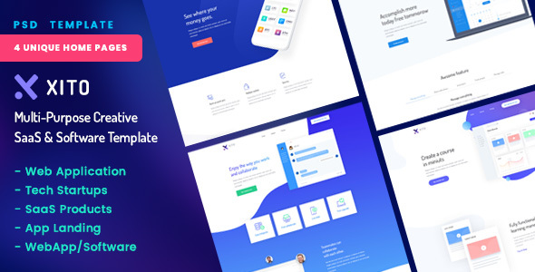 Product preview supplied for XITO - Multi-Purpose Creative SaaS & Software PSD Template