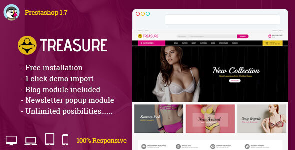 Treasure Fashion Lingerege Prestashop 8  Theme