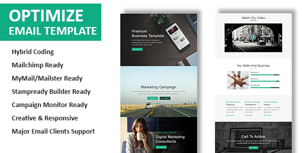Optimize - Multipurpose Responsive Email Template with Online StampReady & Mailchimp Builders