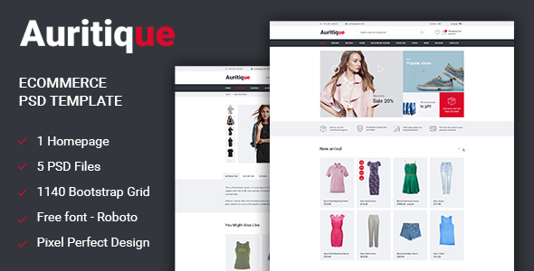 Auritique - Responsive eCommerce PSD Template