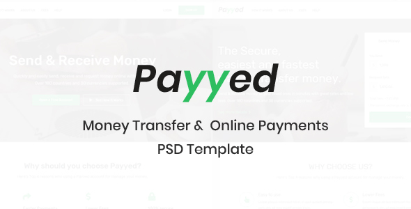 Payyed - Money Transfer & Online Payments PSD Template