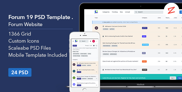 Forum 19 - Forum Website PSD Template