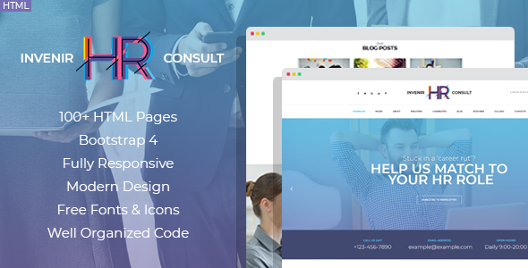Invenir - HR recruiting agency HTML template listing image