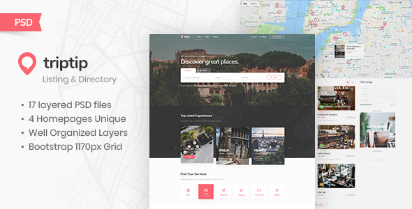 TripTip - Listing & Directory PSD Template