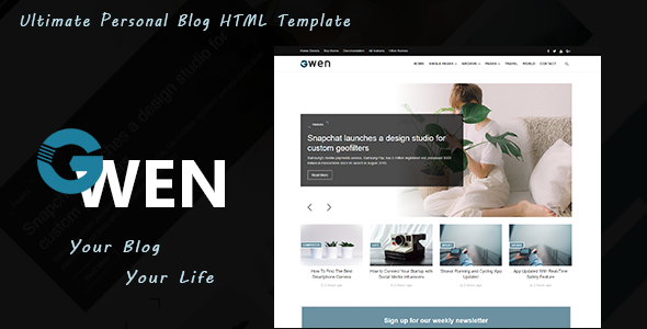 Product preview supplied for Gwen - Ultimate HTML Blog Template