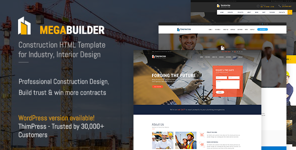 Preview image for MegaBux - Construction HTML Template