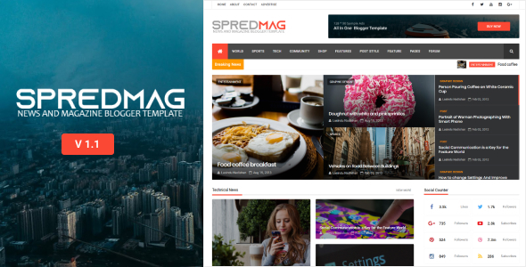 SpredMag Responsive Magazine Blogger Template