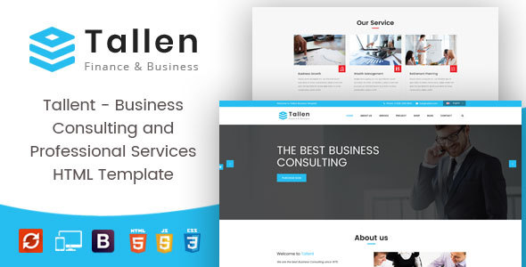 Product preview supplied for Tallent - Business Consulting and Professional Services HTML Template