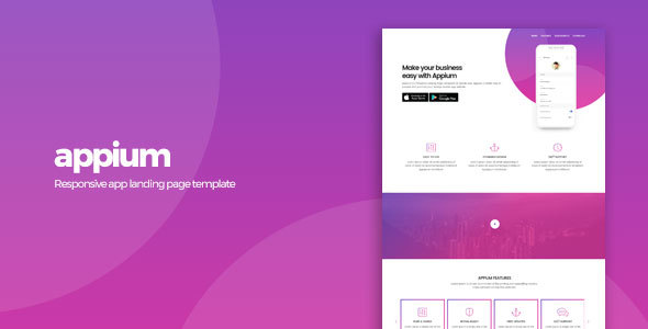 Product preview supplied for Appium | App Landing Page Template