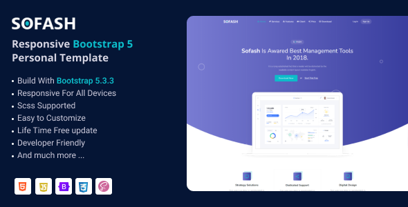 Preview image for Sofash - SaaS & Software HTML5 Landing Page