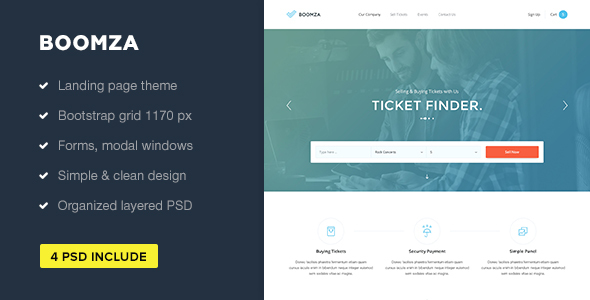 Boomza — Event Landing Page PSD Template listing image
