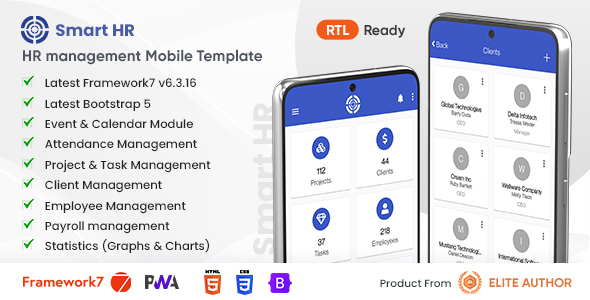 SmartHR - Workforce, HRMS & Payroll PWA Mobile Template