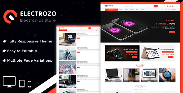 Product preview supplied for Electrozo - Responsive Multipurpose OpenCart 3 Theme