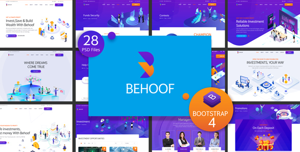 Behoof - Isometric Investment Website PSD Templates