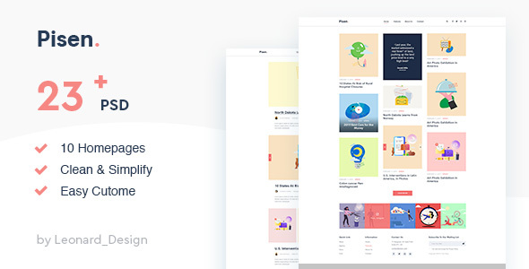 Pisen | Minimalist Blog PSD Template