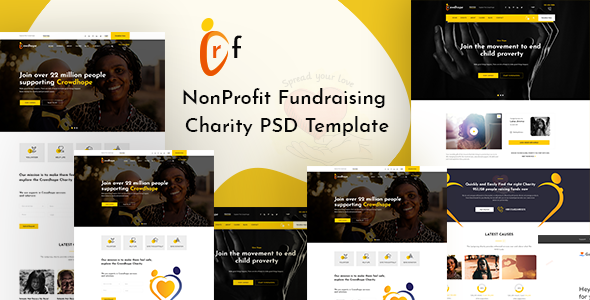 Crowdhope - Crowdfunding Charity PSD Template