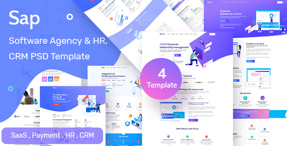 Sap - Software Agency & HR  Solution PSD Template