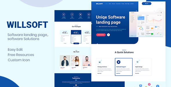 Willsoft - Software landing Page PSD Template