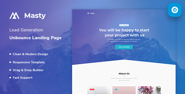 Masty - Lead Generation Unbounce Landing Page Template product preview