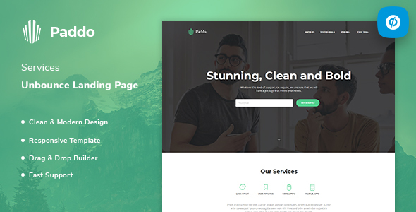 Paddo - Services Unbounce Landing Page Template