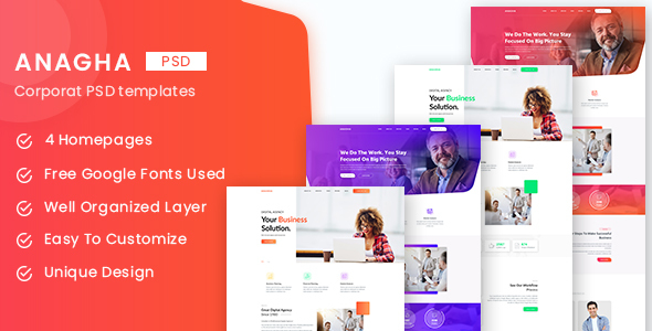 Anagha - Business and Corporate PSD Templates