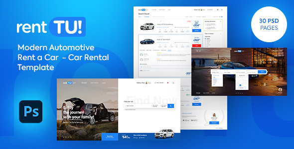 rentTU! Modern Rent a Car - Car Rental PSD Template