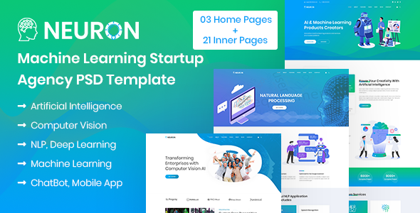Neuron - Machine Learning & AI Startups PSD Template