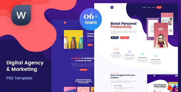 Wekala | Digital Agency & Marketing PSD Template