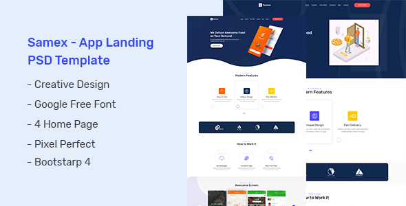 Samex - App Landing PSD Template