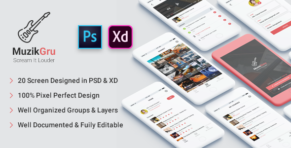 MuzikGru - Music Products & Courses App PSD listing image