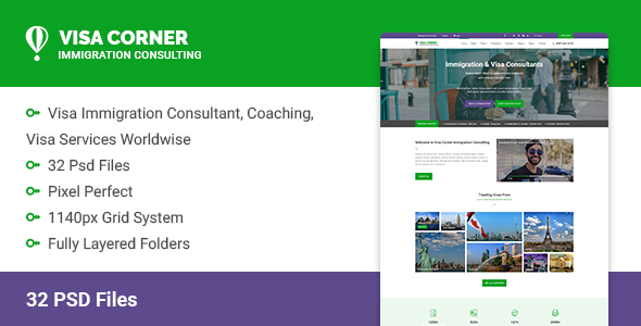 Visa Corner | Immigration and Consulting Psd Template