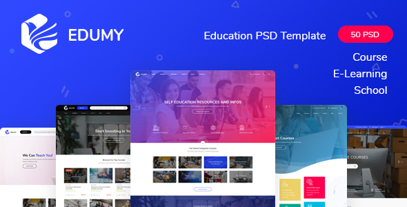 Edumy - LMS Online Education Course & School PSD Template