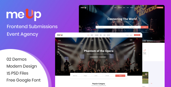 meUp – Frontend Submission Event, Agency PSD Template product preview