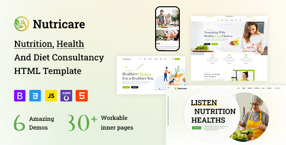 Nutricare | Nutrition Health and Diet Creative HTML5 Template listing image