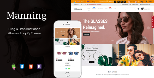Manning - Multipurpose Sections Glasses Shopify Theme