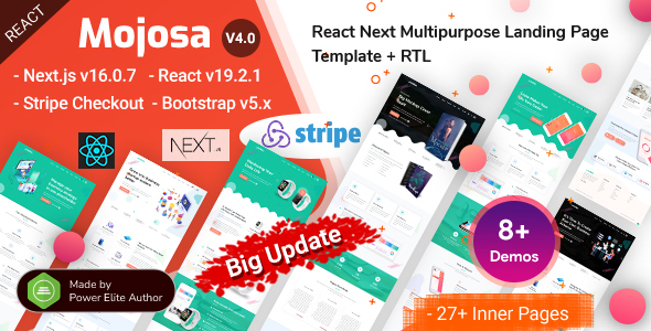 Mojosa - React Next.js 16 Multipurpose Landing Page Template