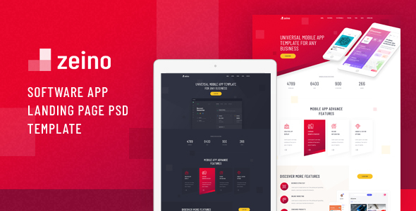 Preview image for Zeino - Software App Landing Page PSD Template