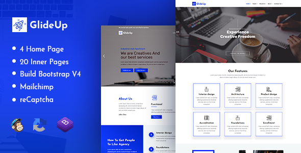 GlideUp - Creative Corporate Business Agency HTML Template