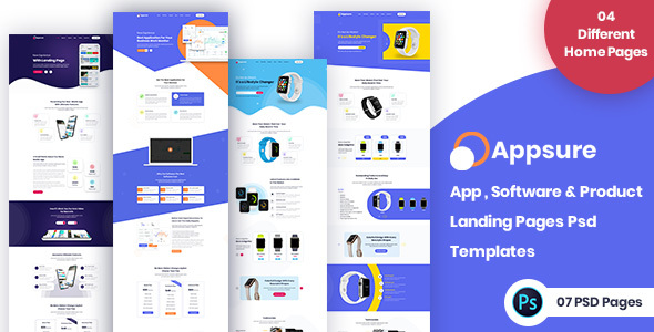AppSure : App, Software, Product Landing Page PSD