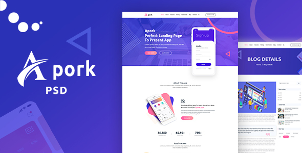 Apork - Product Landing PSD Template