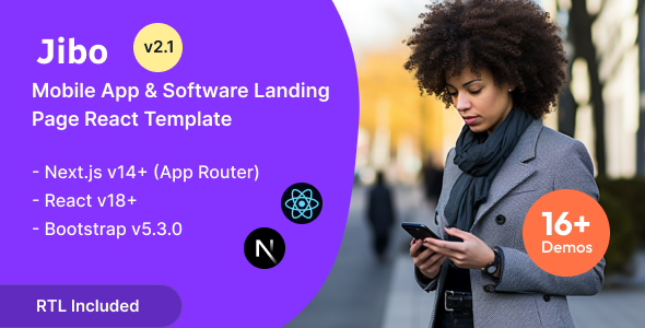 Jibo - Mobile App & Software Landing Page React Nextjs 14+ Template