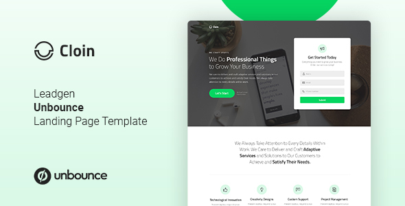 Cloin - Business Unbounce Landing Page Template product preview
