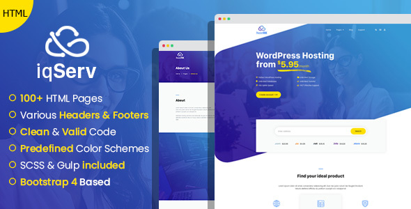 iqServ - Responsive Hosting company HTML Template