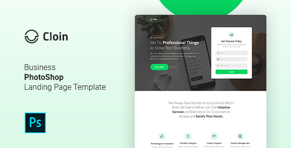 Cloin - Business Leadgen PSD Landing Page Template