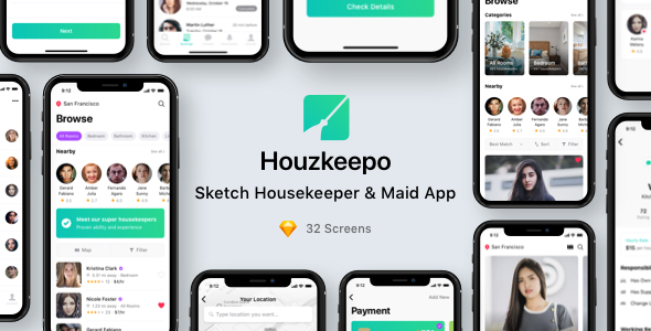 Houzkeepo - Sketch Housekeeper & Maid App