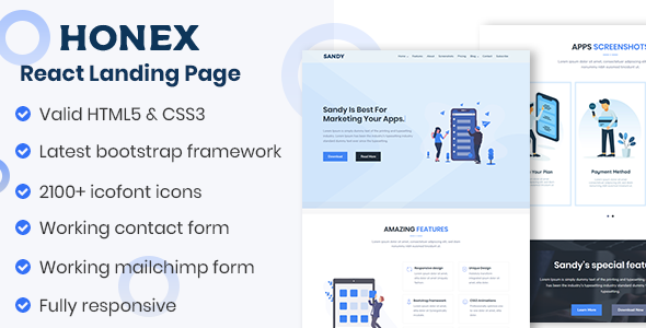 HONEX - React Apps Landing Page