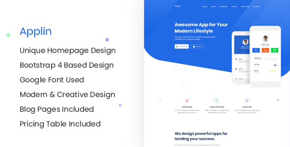 Applin - Multipurpose Landing Page and Jekyll Blog Template