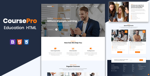 CoursePro - LMS Education Multi Purpose Courses School Template