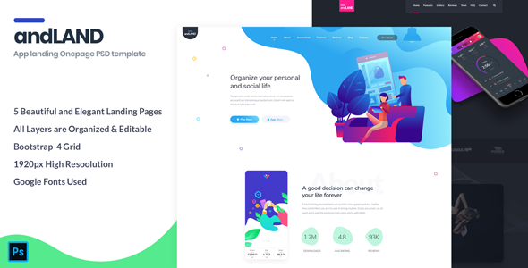 Rath - App Landing Onepage PSD Template