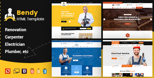 Preview image for Bendy - Handyman Business HTML Template